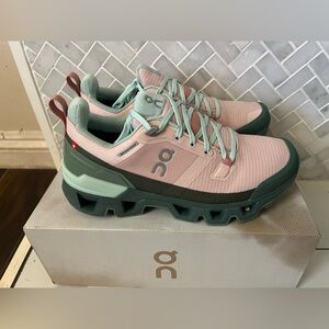 On Running Women's Cloudwander Waterproof Sneakers in Pink and Green